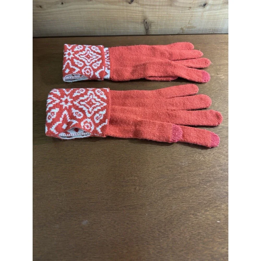 Vera Bradley Gloves Orange Silhouette Pattern Tech Long Foldable Versatile Soft